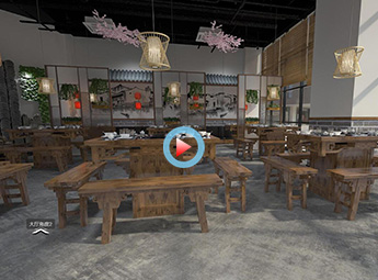 杭州錢塘區(qū)中式風(fēng)格火鍋店設(shè)計(jì)裝修全景案例